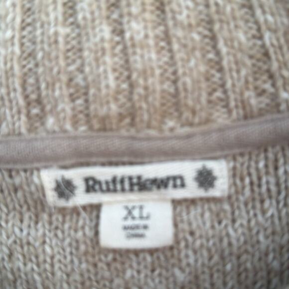 Ruffhewn sz XL Tan Cowl Neck Pullover Cotton Cable Knit Women's Sweater - Picture 3 of 7